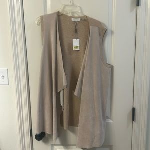 New Calvin Klein vest with tags! tan suede front and sweater-like back